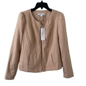 Liz‎ Claiborne Women’s Pale Peach Zip Up Blazer Jacket Size 8